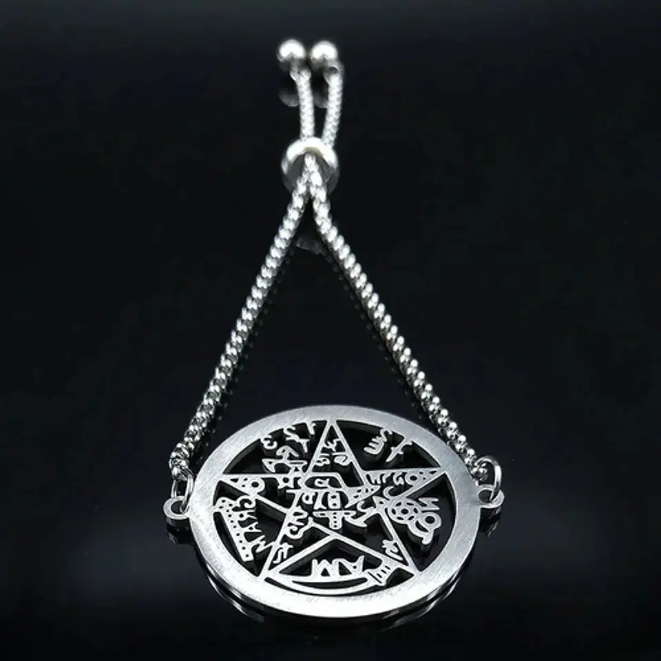 Pulsera Tetragramaton Color Plata Acero Inoxidable Mujer 4