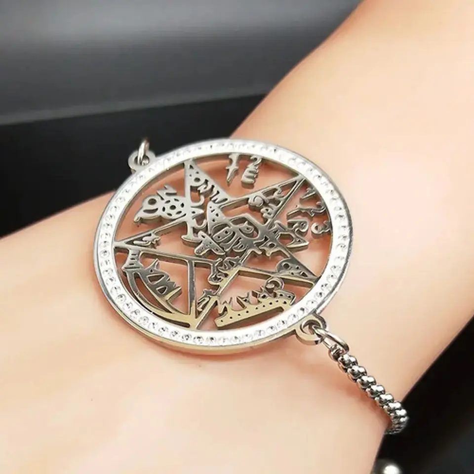 Pulsera Tetragramaton Color Plata Acero Inoxidable Mujer 5