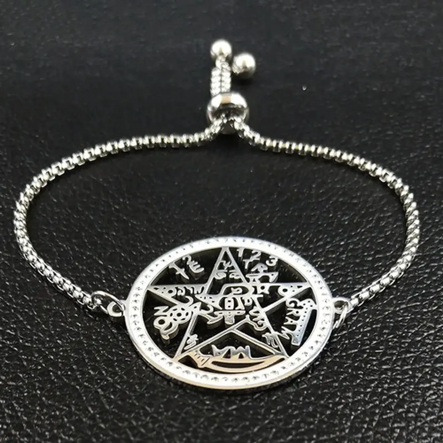 Pulsera Tetragramaton Color Plata Acero Inoxidable Mujer 7