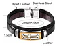 Pulsera Brazalete De Cuero Placa Cruz Acero Color Oro Hombre - Miniatura 2