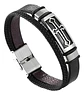 Pulsera Brazalete De Cuero Placa Cruz Acero Color Oro Hombre - Miniatura 7