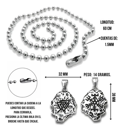 Collar Vikingo Brújula Valknut Acero Inoxidable Hombre 
