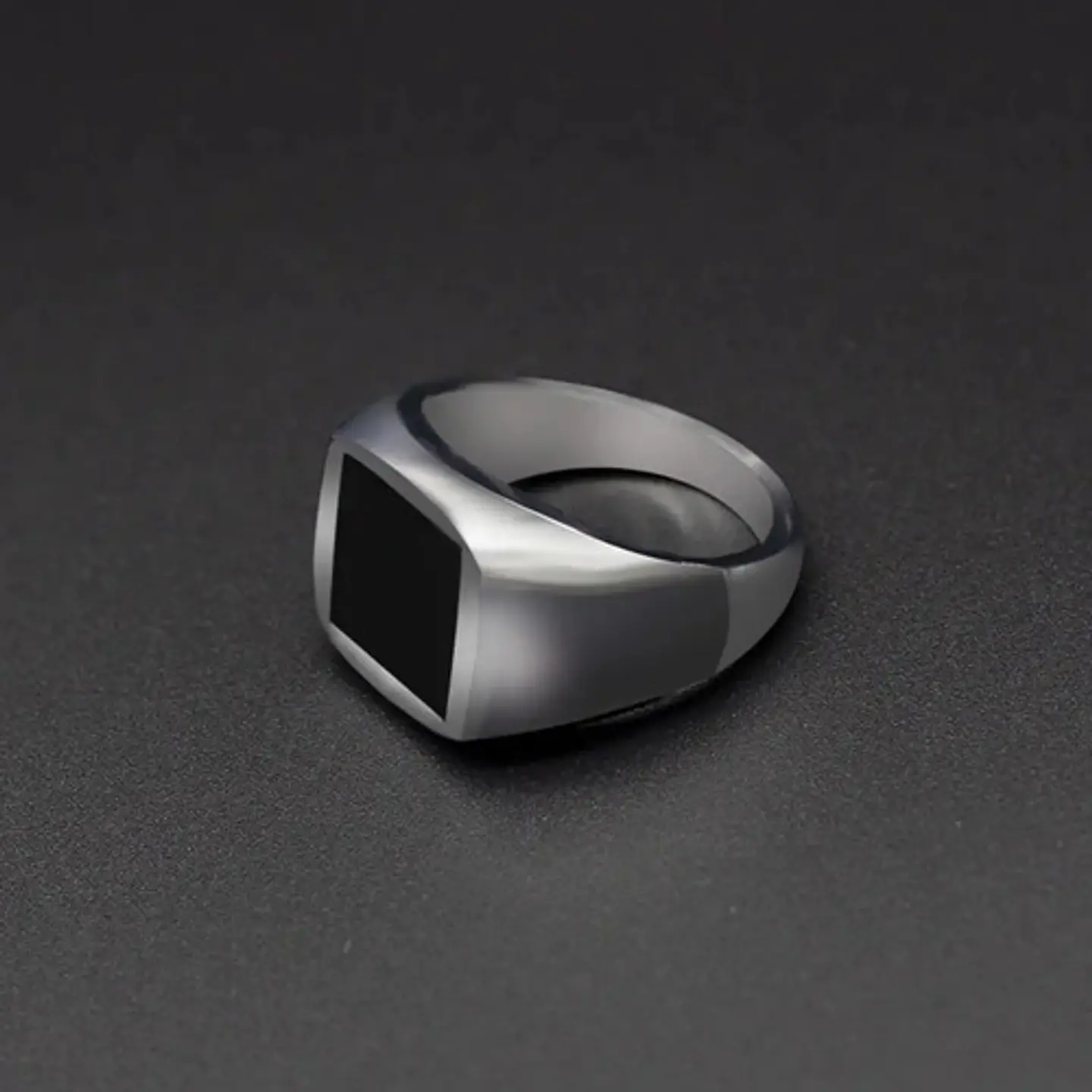 Anillo Color Plata Clásico Cuadrado Industrial Hombre Mujer 3