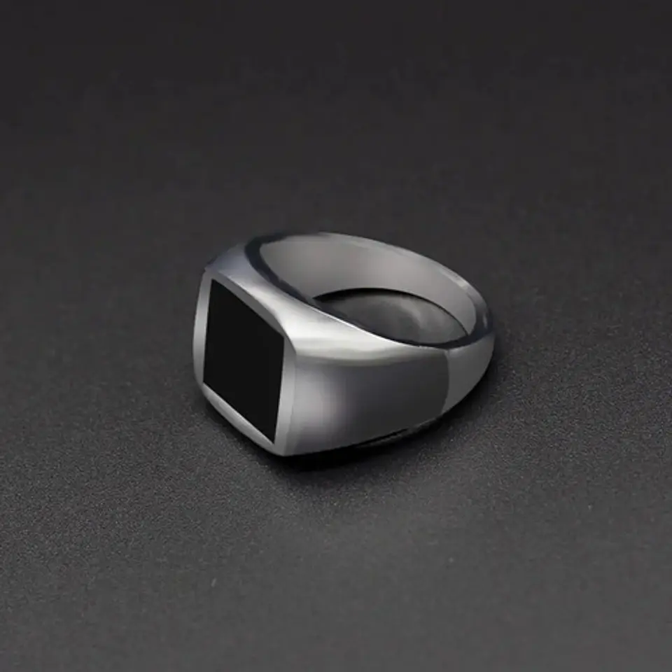 Anillo Color Plata Clásico Cuadrado Industrial Hombre Mujer 3