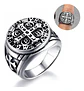Anillo Sello San Benito Plateado Acero Inoxidable Hombre - Miniatura 1