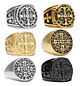 Anillo Sello San Benito Plateado Acero Inoxidable Hombre - Miniatura 9