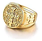 Anillo Sello San Benito Plateado Acero Inoxidable Hombre - Miniatura 15