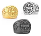 Anillo Sello San Benito Plateado Acero Inoxidable Hombre - Miniatura 27