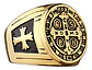 Anillo Sello San Benito Plateado Acero Inoxidable Hombre - Miniatura 30