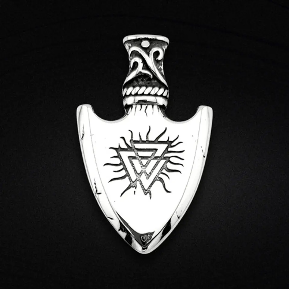 Collar Vikingo Acero Inoxidable Color Plata Flecha Hombre Plateado 6