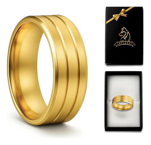 Anillo Color Oro Para Hombre Mujer Argolla Acero Inoxidable