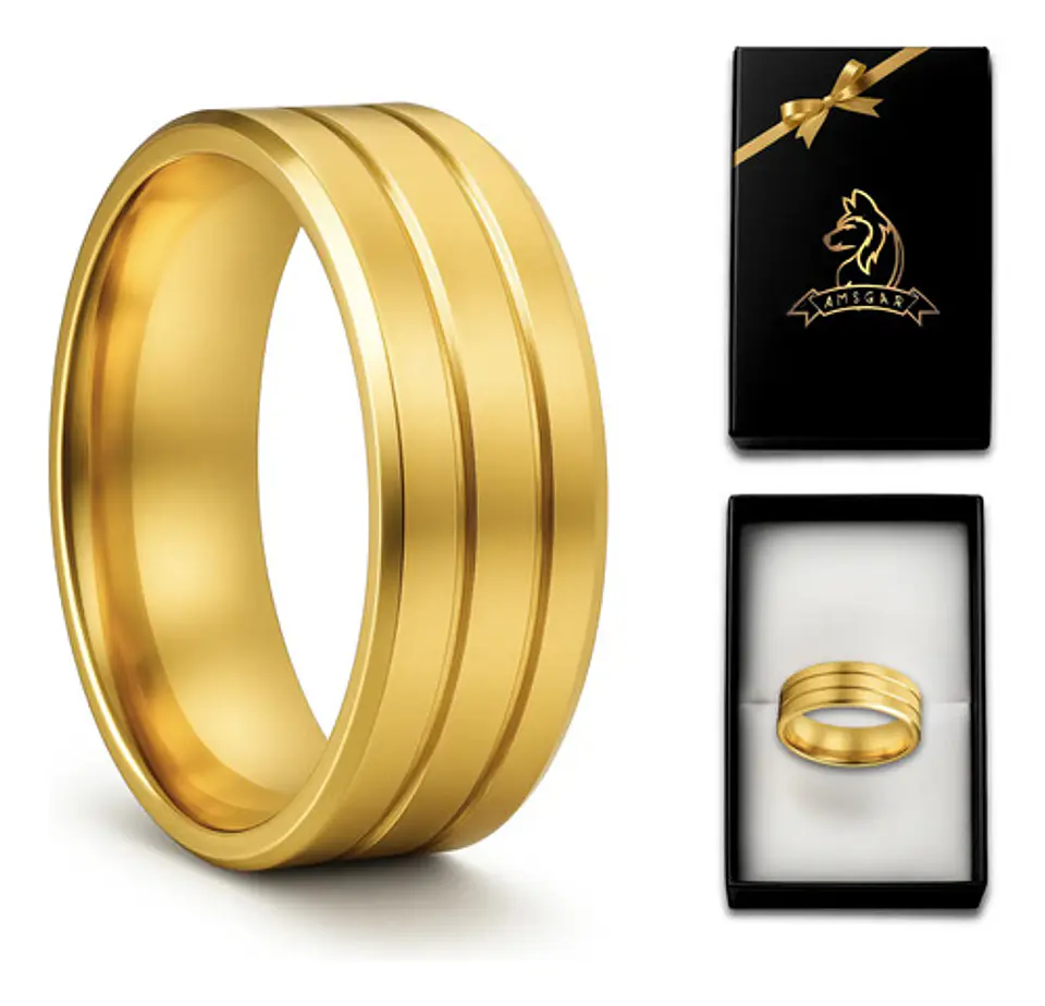 Anillo Color Oro Para Hombre Mujer Argolla Acero Inoxidable 1