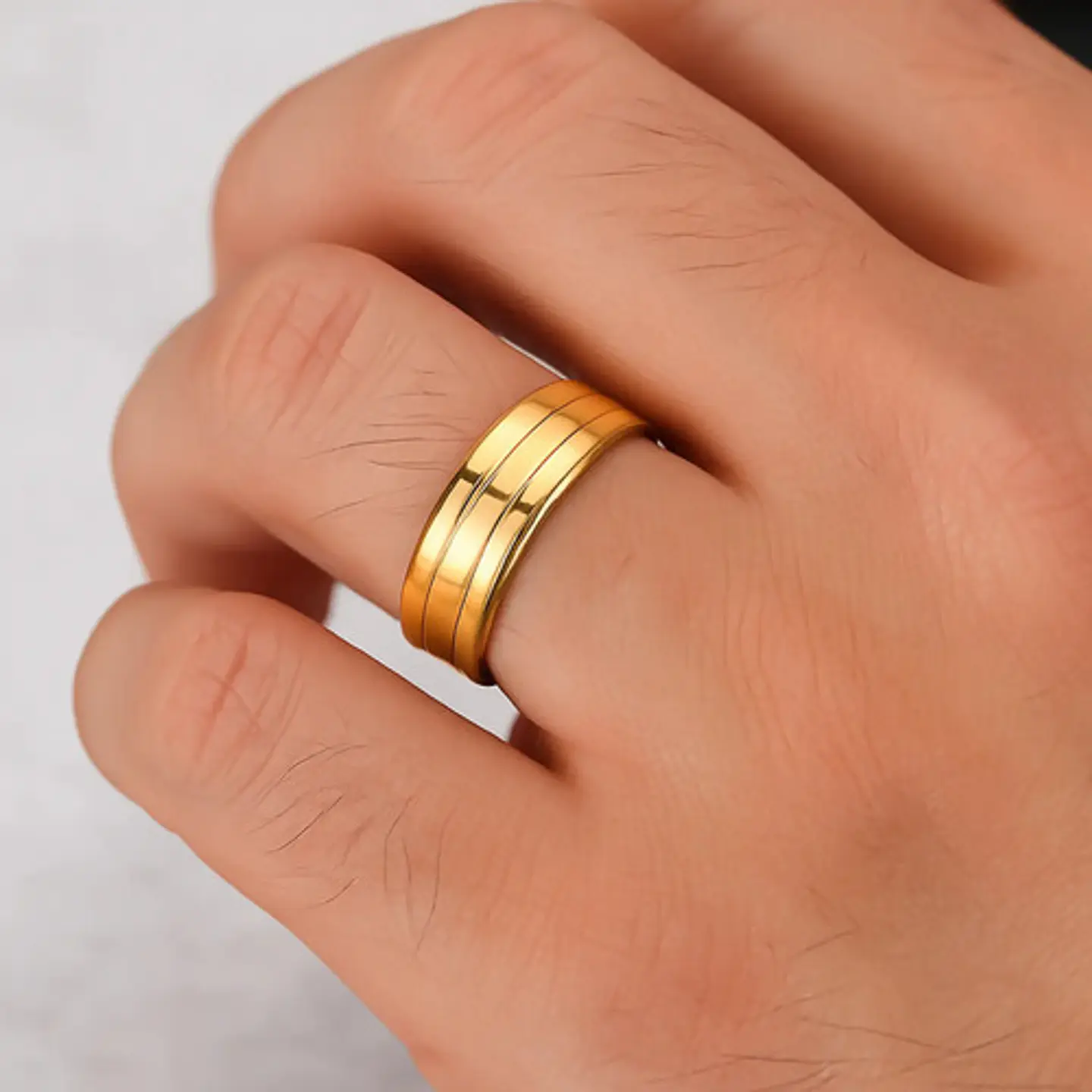 Anillo Color Oro Para Hombre Mujer Argolla Acero Inoxidable 5