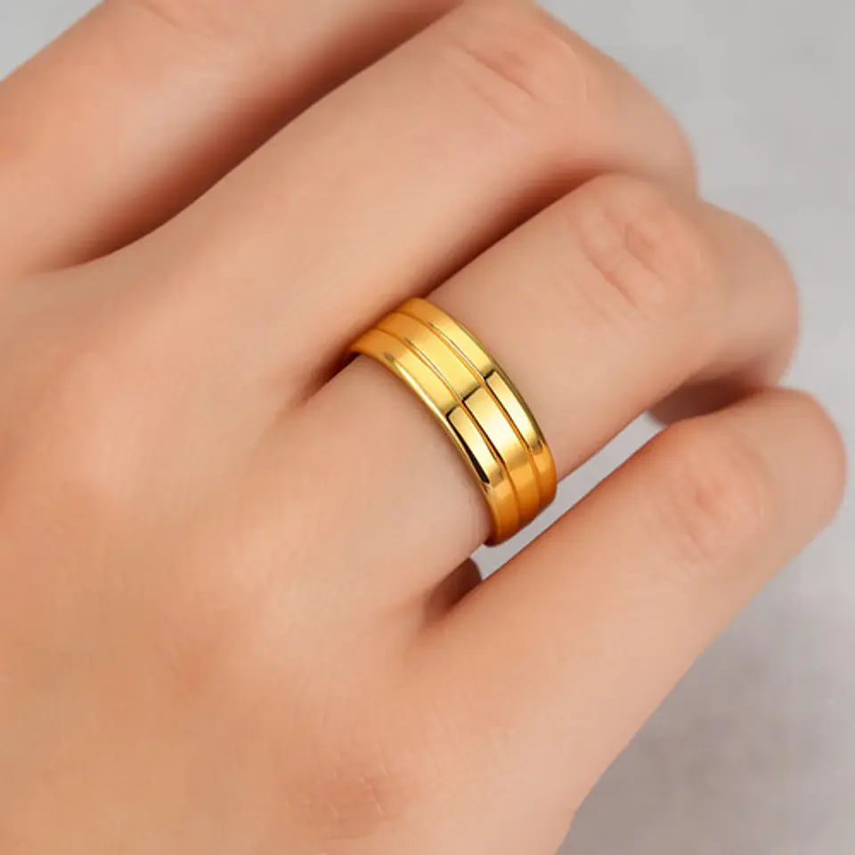 Anillo Color Oro Para Hombre Mujer Argolla Acero Inoxidable 6