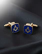 Gemelos Mancornas Color Oro Escuadra Mason Masonería Hombre - Miniatura 7
