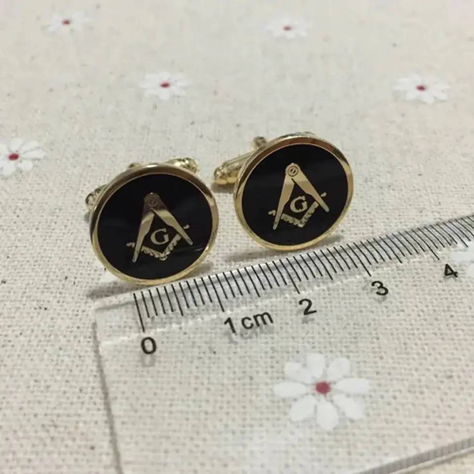 Gemelos Mancornas Color Oro Escuadra Mason Masonería Hombre 17