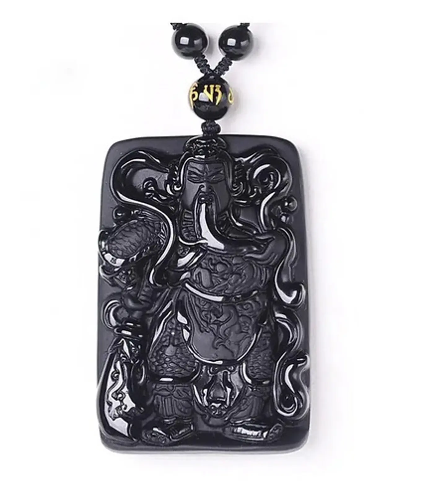 Collar Obsidiana Amuleto Suerte Guan Gong Para Hombre Mujer 1