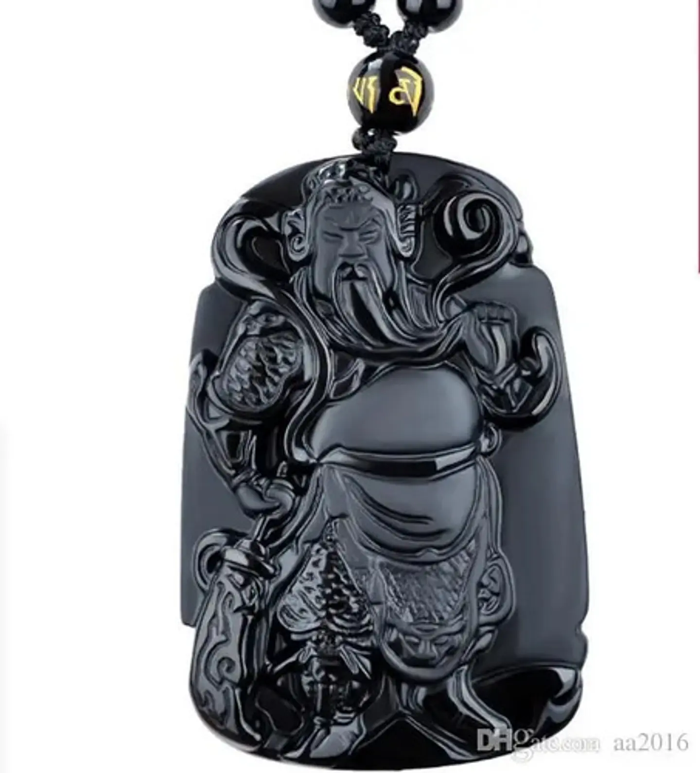 Collar Obsidiana Amuleto Suerte Guan Gong Para Hombre Mujer 11