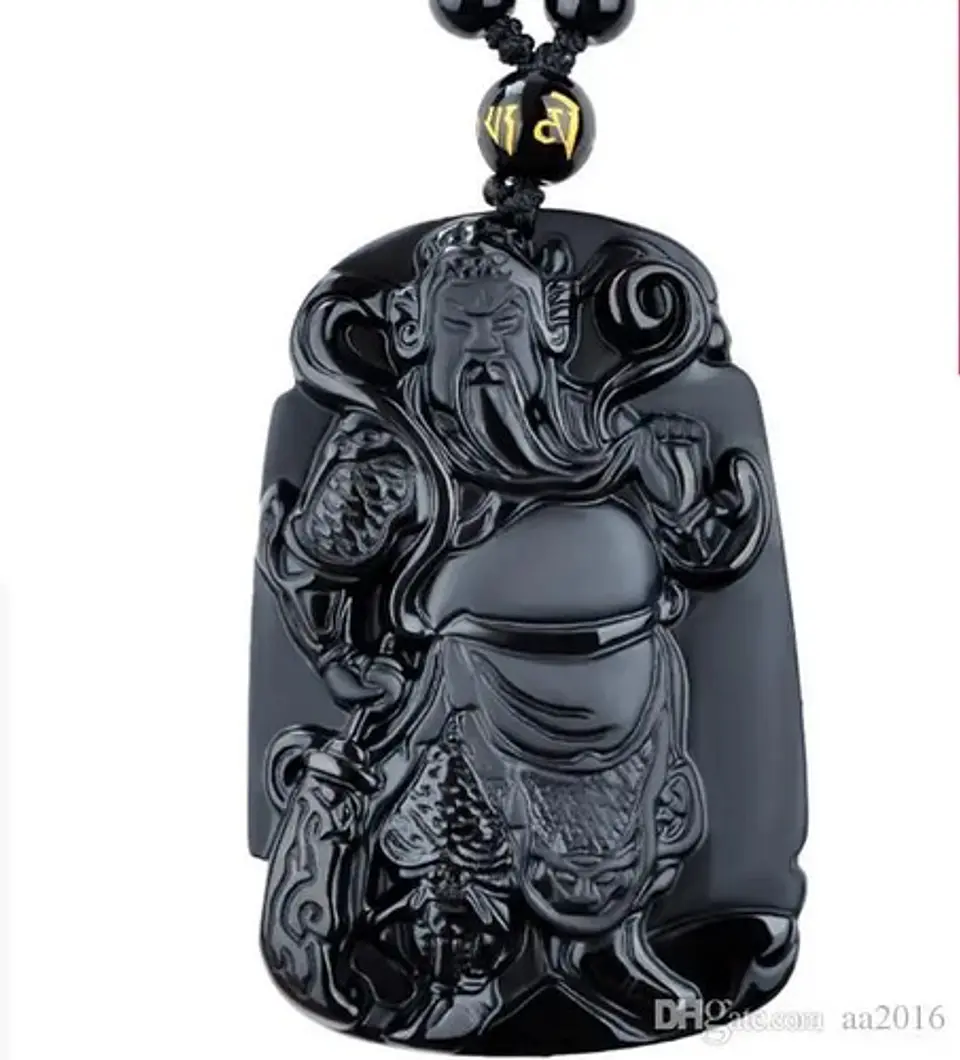 Collar Obsidiana Amuleto Suerte Guan Gong Para Hombre Mujer 11