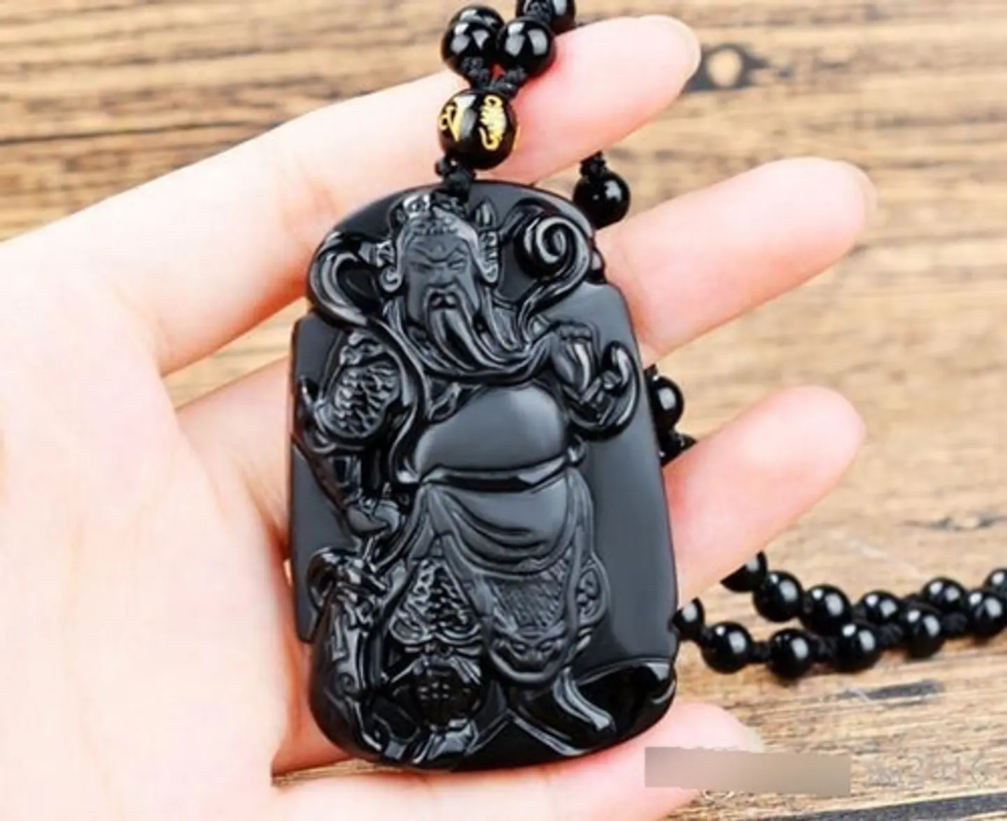 Collar Obsidiana Amuleto Suerte Guan Gong Para Hombre Mujer 13