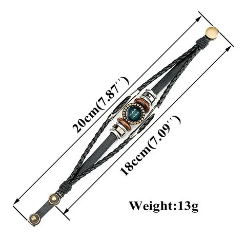 Pulsera Manilla Cuero Zodiacal Constelacion Hombre Y Mujer