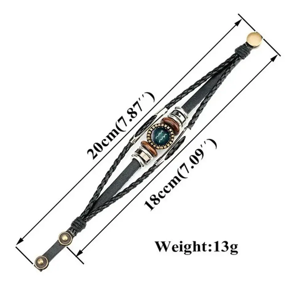 Pulsera Manilla Cuero Zodiacal Constelacion Hombre Y Mujer 2