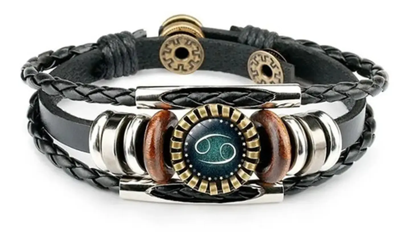Pulsera Manilla Cuero Zodiacal Constelacion Hombre Y Mujer 5