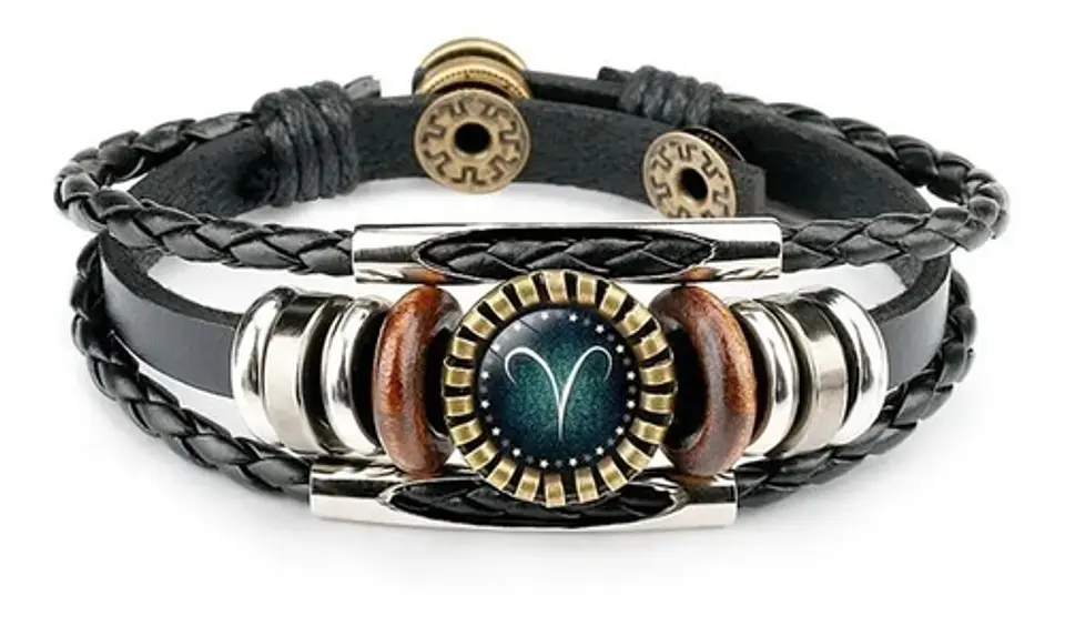 Pulsera Manilla Cuero Zodiacal Constelacion Hombre Y Mujer 6