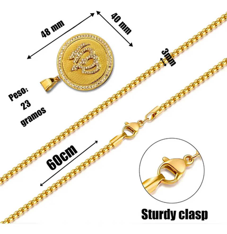 Collar Para Hombre Dije Musulmán Islam Piedras Cz Color Oro 2