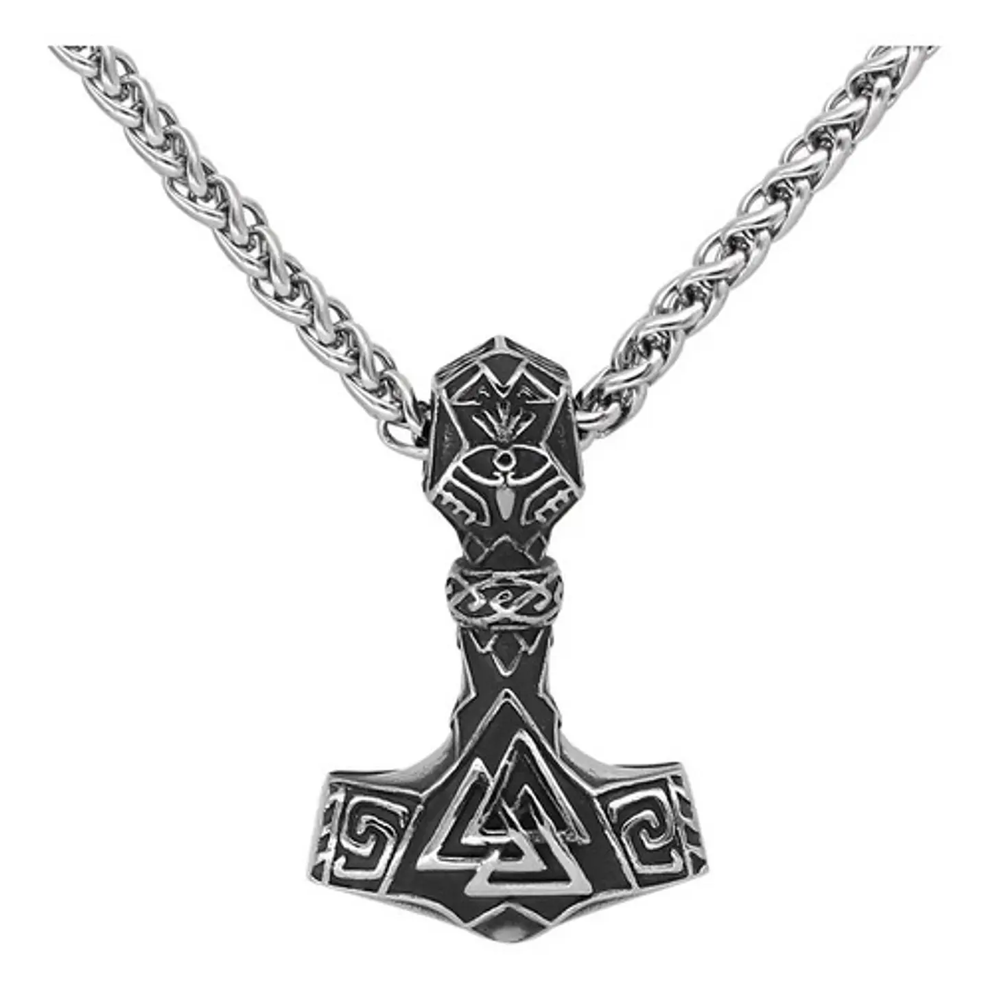 Collar Amuleto Thor Valknut Vikingo Odin Color Plata Hombre 1