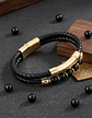 Pulsera Brazalete Manilla Acero Cuero Piedras Chacras Hombre - Miniatura 4