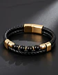 Pulsera Brazalete Manilla Acero Cuero Piedras Chacras Hombre - Miniatura 5