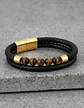 Pulsera Brazalete Manilla Acero Cuero Piedras Chacras Hombre - Miniatura 10