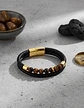 Pulsera Brazalete Manilla Acero Cuero Piedras Chacras Hombre - Miniatura 11