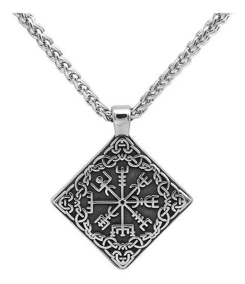 Collar Nudo Vikingo Nórdico Vegvisir Acero Inoxidable Hombre
