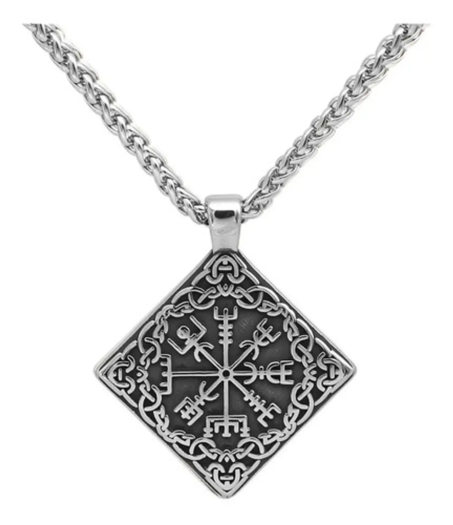 Collar Nudo Vikingo Nórdico Vegvisir Acero Inoxidable Hombre 1