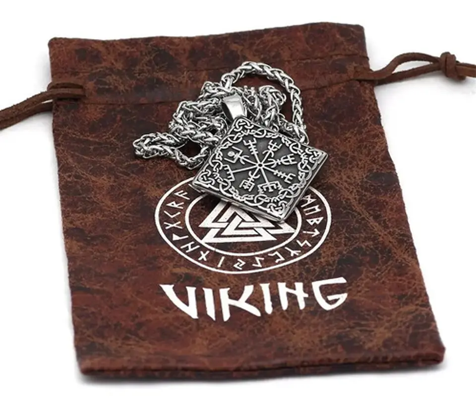 Collar Nudo Vikingo Nórdico Vegvisir Acero Inoxidable Hombre 5