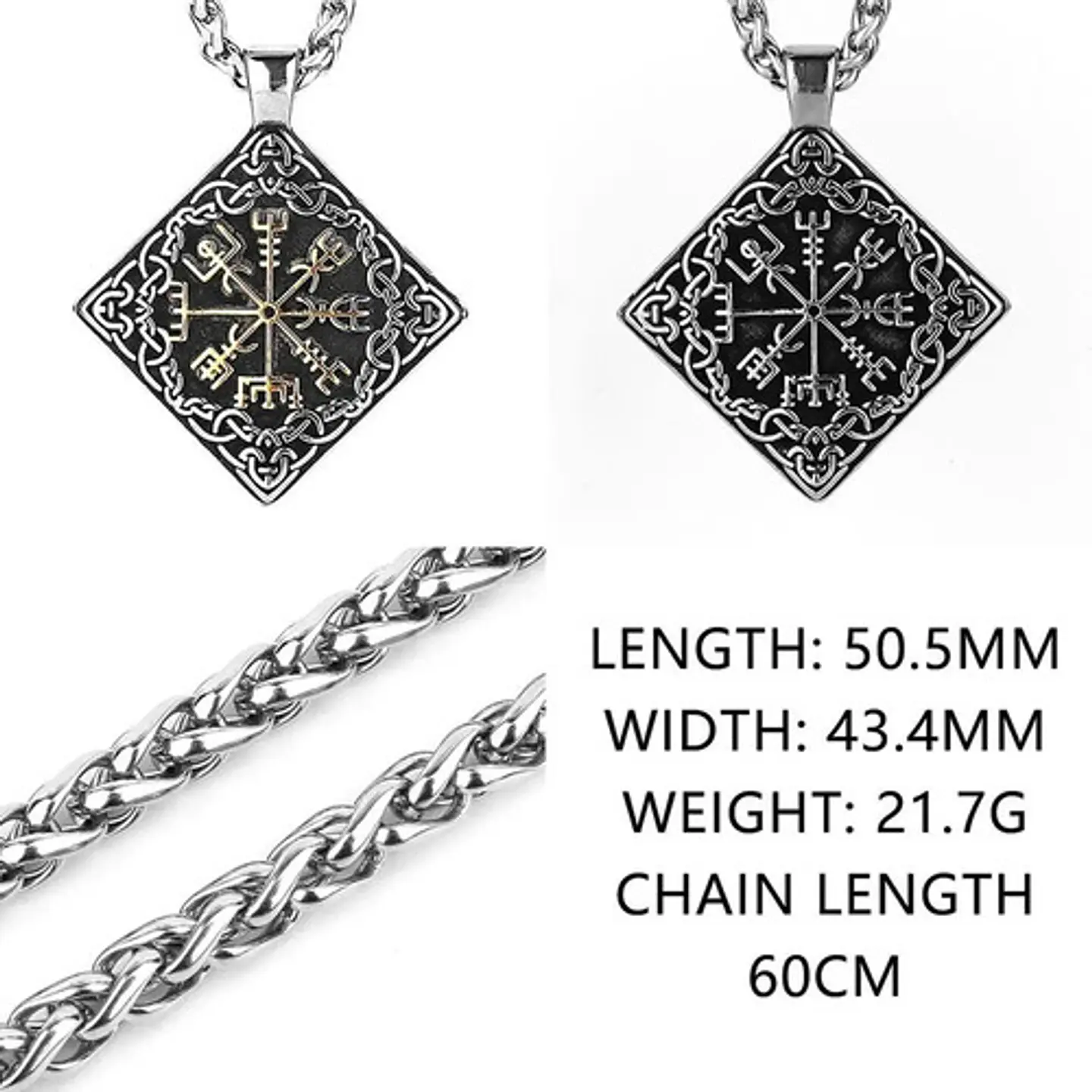 Collar Nudo Vikingo Nórdico Vegvisir Acero Inoxidable Hombre 9