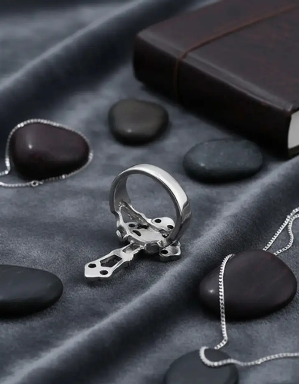 Anillo Color Plata Cruz Jesús Acero Inoxidable Hombre Mujer 10