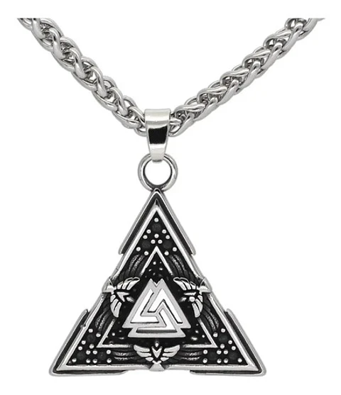 Collar Dije Valknut Vikingo Nórdico Huginn Y Muninn Hombre
