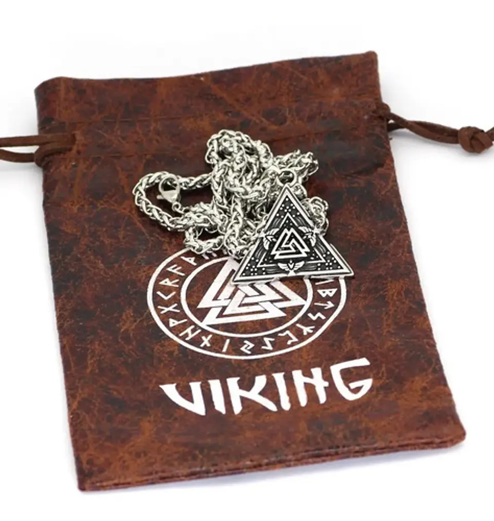 Collar Dije Valknut Vikingo Nórdico Huginn Y Muninn Hombre 5