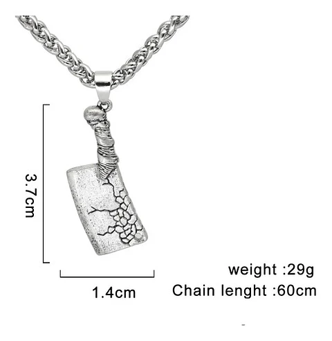 Collar Dije Cuchillo Punk Calavera Cráneo Color Plata Hombre