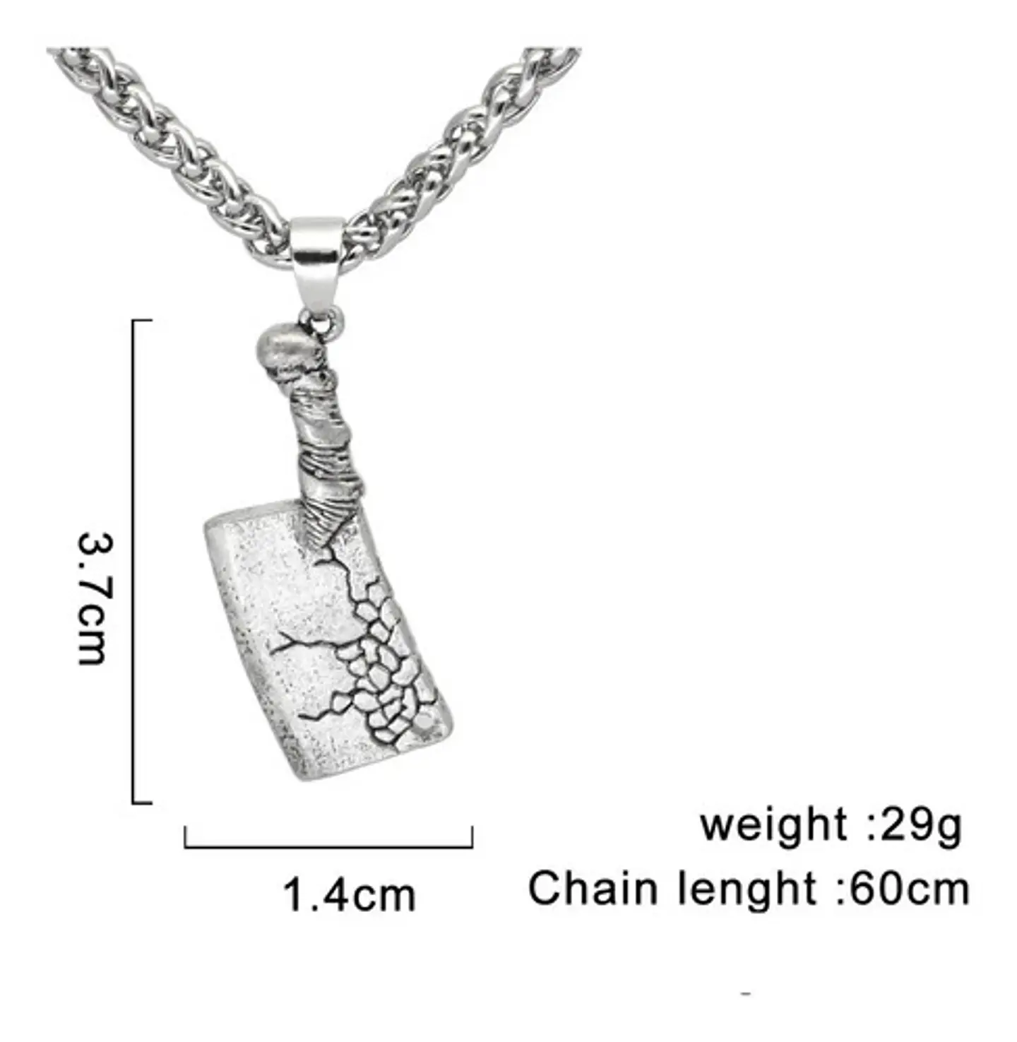 Collar Dije Cuchillo Punk Calavera Cráneo Color Plata Hombre 2