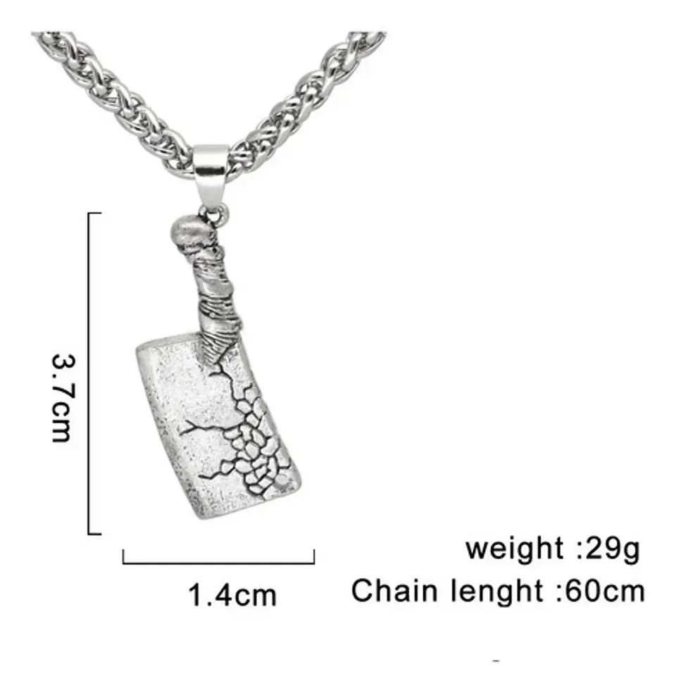Collar Dije Cuchillo Punk Calavera Cráneo Color Plata Hombre 2