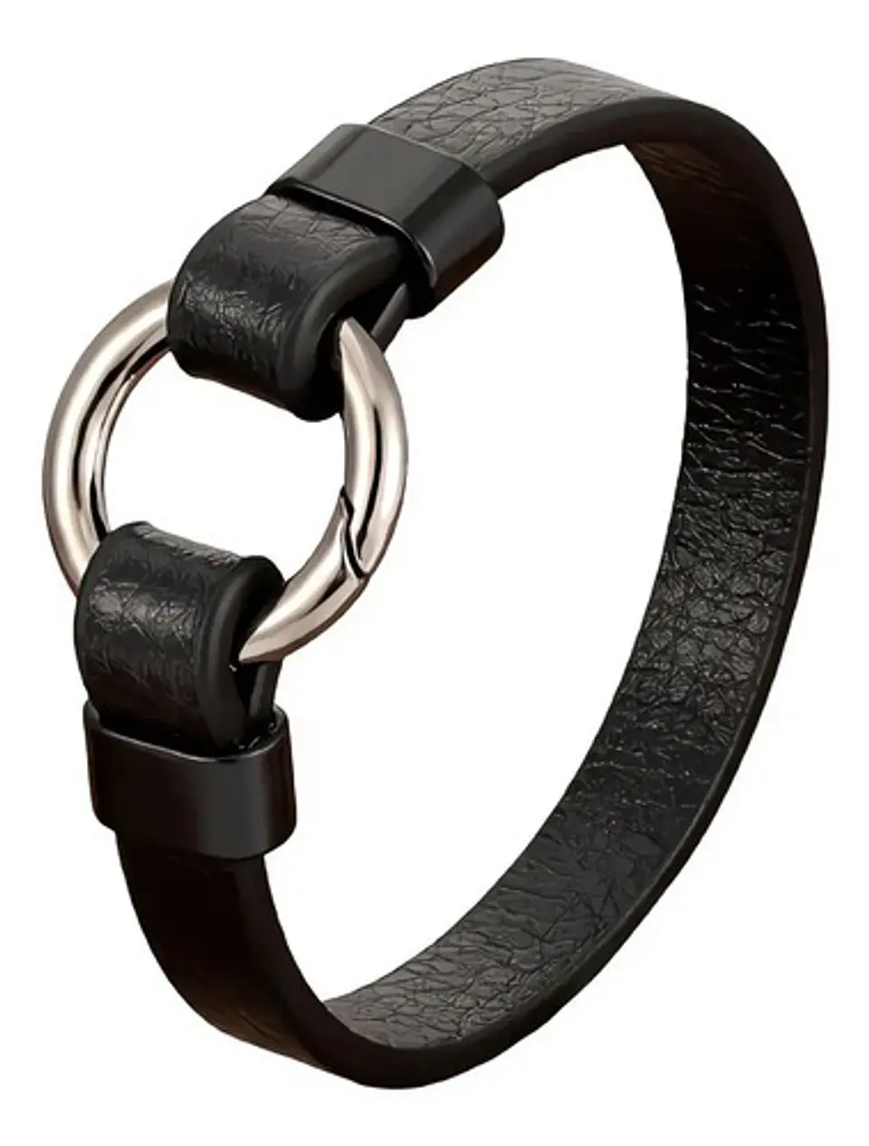 Pulsera Brazalete Manilla Cuero Acero Color Oro Para Hombre 3