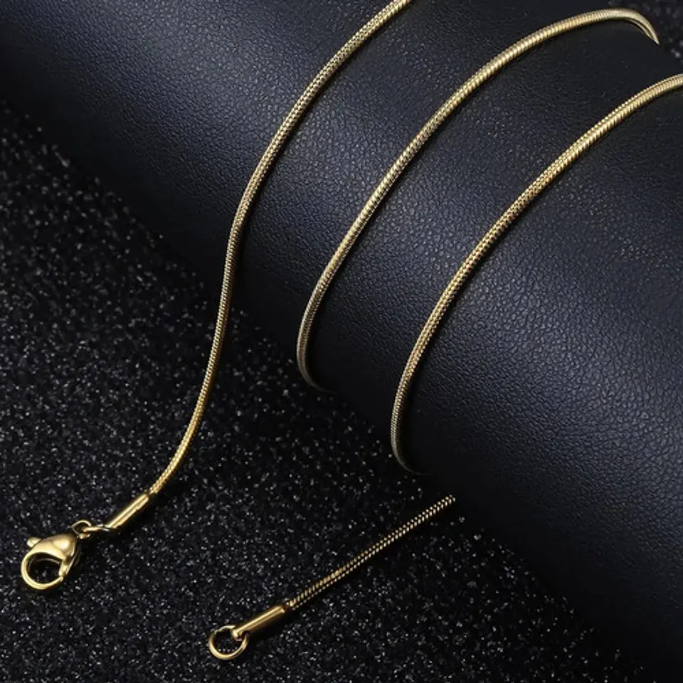 Cadena 50 Cm Serpiente 1,5 Mm Color Oro Acero Hombre Y Mujer 6
