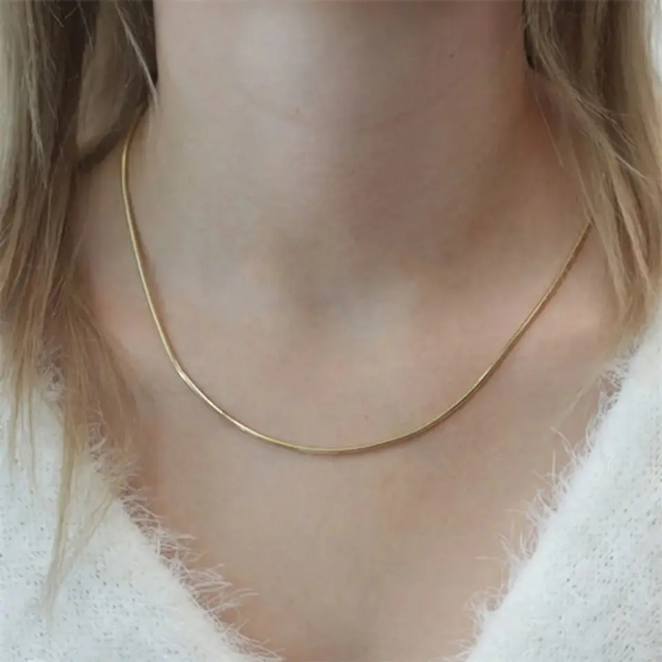 Cadena 50 Cm Serpiente 1,5 Mm Color Oro Acero Hombre Y Mujer 8
