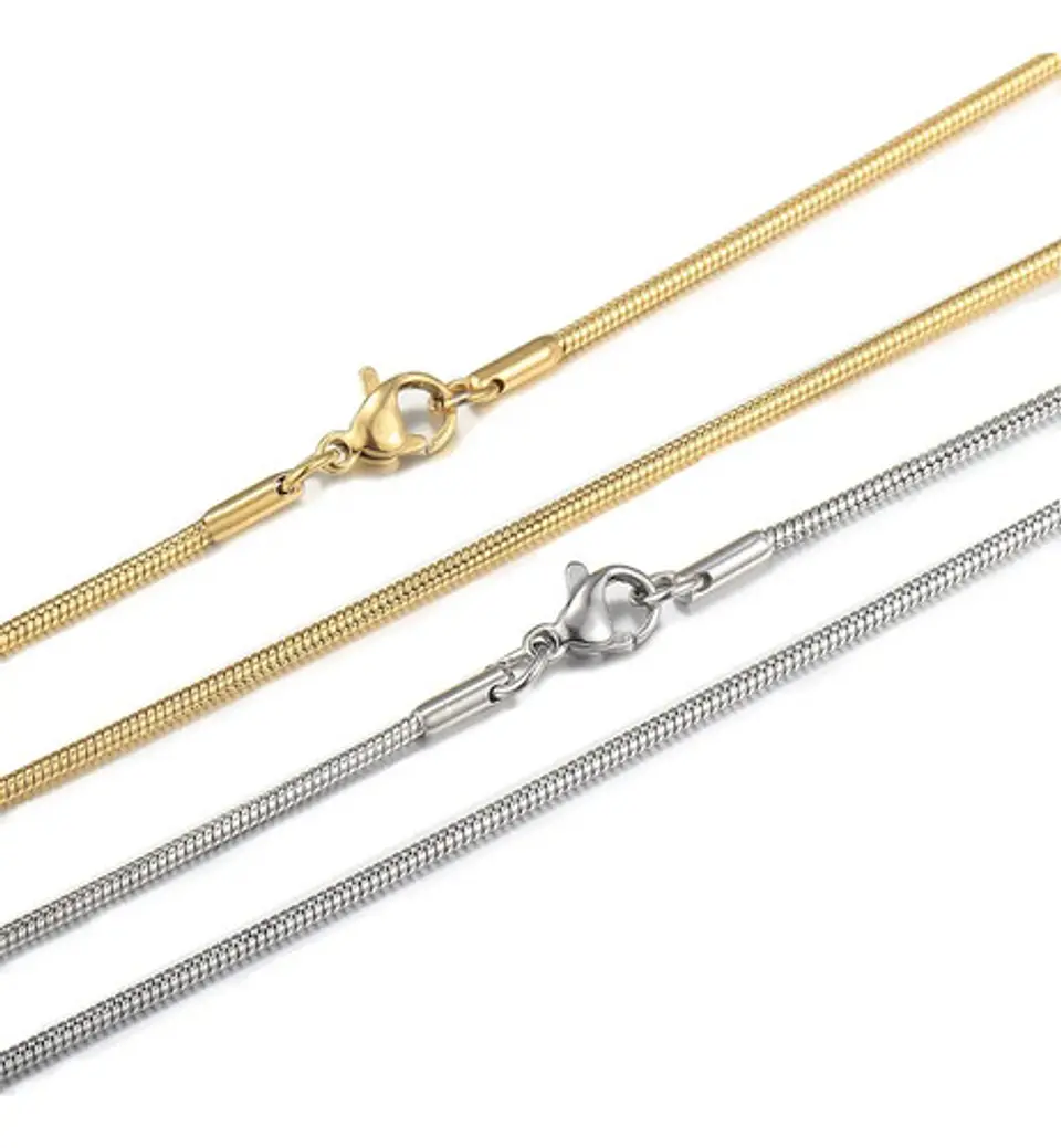 Cadena 50 Cm Serpiente 1,5 Mm Color Oro Acero Hombre Y Mujer 12