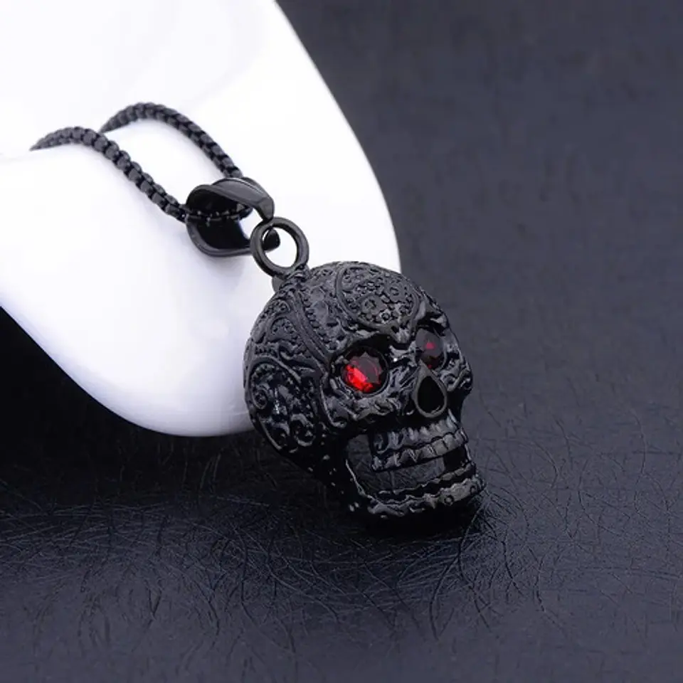 Collar Dije Cráneo Calavera Gótico Acero Color Oro Hombre 7
