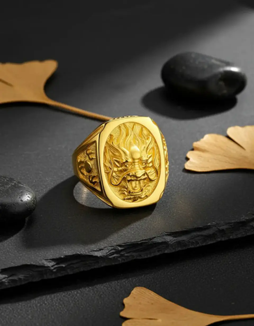Anillo Cabeza Dragón Color Oro Hip Hop Para Hombre Y Mujer 4